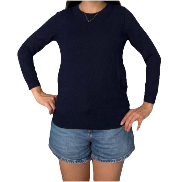 J. Crew Sweater Women’s M Blue Navy Margot Crewneck Merino Wool - Picture 1 of 6